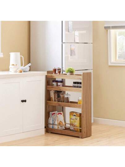 SoBuy NSR01 W, Tiers Serving Trolley, Slide Out Storage Rack Shelf On Wheels, Mobile view 3