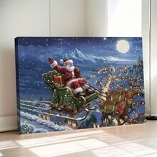 Framed Large Christmas Wall Art - Santa Wall Art, Christmas Pictures, Christmas Canvas, Winter Wall Art, Christmas Poster - Perfect Holiday Decor - Framed - View 3