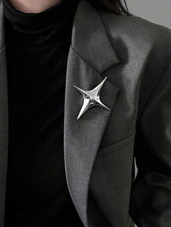 1 pezzo Spilla con croce e stella in metallo, design , spilla di risvolto unica per uomo e donna, disponibile in vari colori, di alta gamma, design di nicchia, stile , nuova collezione 2025