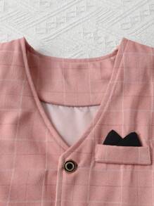 Bộ 3 trang phục trang trọng cho bé trai: Áo sơ mi dài tay + Áo vest + Quần dài + Nơ, Bộ vest quý ông cho tiệc, tiệc sinh nhật, đám cưới, người dẫn chương trình - Bụi hồng - Xem 3