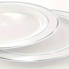 1200pcs Silver Dinnerware Set For 150 Guests, Disposable Plastic Plates For Party, Include: 150 Dinner Plates, 150 Dessert Plates, 150 Paper Napkins, 150 Cups, 150 Silverware Set 300 Forks, 150 Spoons, 150 Knives. - 50 份 - 查看 8