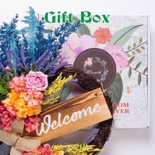 Welcome Sign Wreaths For Front Door Outside, Artificial Colorful Wreath For Spring Summer Autumn, 22'' Handmade Wreath For Farmhouse PorchMother's Day Easter