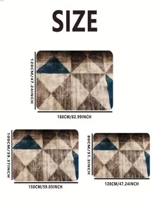 1 件抽象艺术装饰地毯，耐污且可机洗涤纶地毯，适用于客厅、走廊、卧室、书房、家居装饰 - 彩色 - 查看 3