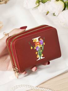Burgundy Bag Charry Red Bag Wine Red Bag Large Capacity Multi Double Zipper Card Holder Wallet Business Card Holder Credit Card Holder Women For Women Wallet Mini Wallet Purse Wallet Card Wallet - Burgundy - View 66