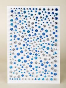 2 piezas Decoraciones de perlas de media luna con mezcla de cielo estrellado 3D brillante de cuentas múltiples en azul y blanco perla, adecuadas para decoración de esquina del ojo/uña/cara, para festivales de música, carnavales, San Valentín, fiestas con estilo Y2K, decoración diaria, fiestas de maquillaje, bailes, se pueden usar para el cabello, los ojos, la cara, la decoración corporal - Multicolor - Ver 4