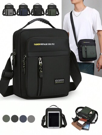 1 st Dragkedja för män Handväska för män Ny stil Fashionabla Crossbody-väska Liten fyrkantig väska, Kan bäras på axeln, Crossbody, Handhållen, Axelremsjusteringsspänne, Praktiskt draghuvud, Vattentät och slitstark, Tillräcklig kapacitet, Lämplig för dagligt bruk, Alla hjärtans dag Presentväska sommaren kroppsväska Skolväska