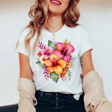 Watercolor Hibiscus Shirt, Tropical Hawaiian Shirt, Hawaii Flower Shirt, Flower Shirt Hawaii, Vacation Hawaii Shirt, Beach Aesthetic Shirt