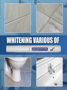 1pc, 8g, Tile Grouting Pen, Indoor Waterproof And Mildew-Proof, Tile Grout Repair Marker Pen For Flooring Cracks, New White Color, Portable, Assorted Old Models Provided - White - View 4