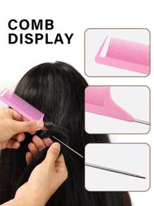 9 Pieces/Set, Detangler Curling Brush With Teasing And Edge Brush, For 3a To 4c Twisted Wavy/Curly/Curly/Wet/Dry/Oily/Thick/Long Hair (Pink) Mouse Tail Comb Crocodile Hair Clip - Multicolor - View 3