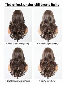 24 Inch Long Wavy Wigs With Bangs Dark Roots Brown Wigs For Women Brown Ombre Hair With Blonde Wigs,Heat-Resistant Synthetic Wigs For Daily Party Cosplay Wigs - 挑染棕色 - 查看 9