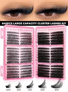 600pcs Lashes Book 10-18mm Mixs DIY Fluffy Eyelash Ndividual Eyelashes Kit 3D Natural Thick Eyelashes Natural Eyelash Extension Makeup Tools (02) - C - View 2