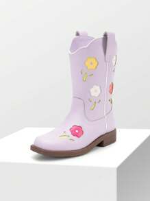 Girls Cowgirl Boots Kids Mid Calf Western Boots Riding Shoes For Toddler/Little Kid/Big Kid - 紫色 - 查看 4
