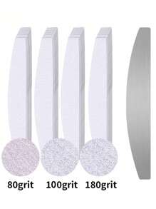 klimonla 10/30pcs Nail Files, Manicure Sanding Strips, Metal Sheets, Self-Adhesive, Replaceable Half-Moon Nail Files, Edge Trimming & Polishing Strips, For Nail Polish, Washable Polishing Strips - Grey - View 1
