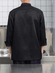 Chef Uniform Long Sleeve, Autumn/Winter, Black Color With Chinese Auspicious Cloud Pattern, , Washable, Non-Pilling Fabric, Skin-Friendly, Color-Fast, Suitable For Hotel, Restaurant, Bakery, Cafe, Kitchen, Cafeteria, Catering Back Kitchen, Design For Men - Black - View 3