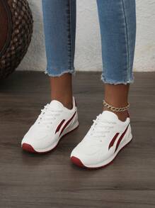 Nuevos tenis de mujer para primavera/otoño de estilo urbano, con plataforma, respirables, de color block y suela vulcanizada para uso casual