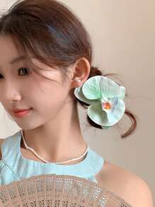 1 Stück mintgrüne Chiffon Blume Haarspange, süß und frisch für den Strandurlaub, Haraccessoires, Haarspangen, Haarklammern, Haarklammern