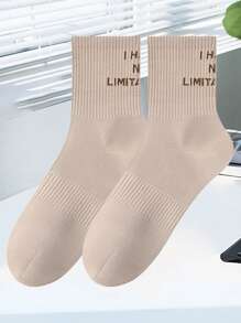 2 pares de calcetines tipo tripulación con estampado de letra "NO TENGO LIMITACIONES" para unisex, calcetines deportivos resistentes al olor y transpirables, calcetines para parejas, personalizados, motivadores, excelentes regalos para amigos, familia, parejas, niños, multicolor, talla 38-46