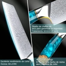 SSGP Cuchillos Para Chef,Cuchillo Chef Acero Damasco,Profesional Afilado Con Alto Contenido Cuchillo De Cocina,Mango ErgonóMico, Cuchillo De Cocina Multiusos Superior Para El Hogar Y El Restaurante - Azul y blanco - Ver 4