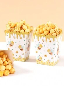10pcs Bee Shaped Food Containers, Fries Boxes, Popcorn Cups, Popcorn Buckets, Snack Boxes, Suitable For Birthday Party Decorations, Movie Nights, Bee Themed Baby Shower Decorations, Disposable Tableware Decor, Kitchen Food Trays, Cake Stands, Also Applicable For Bakeries, Burger Shops, Etc. - Little Bee - View 3