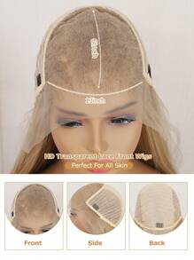 13x6英寸长卷发假发，耐热合成纤维，预拔毛发际线，高清蕾丝前假发，24英寸黑色合成纤维，每根发丝均预先拔毛，自然发际线，适合日常佩戴，高品质，是女孩、女性、角色扮演的理想之选，外观自然，优质柔软合成假发，适合圣诞节、新年、狂欢节、音乐节和其他场合。 - 彩色 - 查看 5