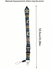 1pc Breakaway Boho Neck Lanyard For Keys,Keychain,ID Badge Holder With Quick Release Buckle,Keyring, Cool Sun And Moon Strap,Great Gift For Women Man. Car Accessories Bag Charm Backpack For School