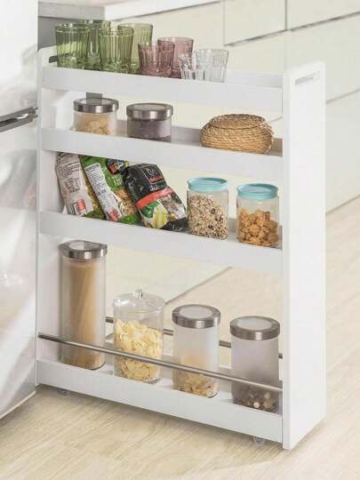 SoBuy NSR01-W, 4 Tiers Serving Trolley, Slide Out Storage Rack Shelf On Wheels, Mobile Storage Rack