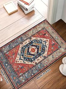 1 Stück Boho moderner Pariser Garten Blumen Teppich für Wohnzimmer, rutschfester rostfarbener Vintage Bauernhaus Teppich für Schlafzimmer, Esszimmer, Wohnheim, Büro, Heimdekoration