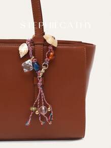 STEPHIECATHY Pulsera, llavero y colgante hechos a mano con cuentas, decorados con nudos de cuerda de colores, conchas y flores, adecuados como accesorios para teléfono, bolso y monedero, regalo ideal para el Día de San Valentín - Multicolor - Ver 4