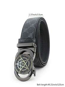 1 件男士复古休闲皮带，经典图案皮带，适合中年男士，日常装扮和派对 - 彩色 - 查看 11