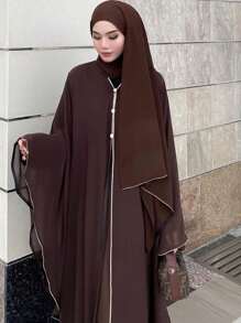 1 件女士优雅喇叭袖长裙，适合日常穿着和节日穿着，朴素的长袍