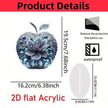 1 pieza Adorno decorativo de sobremesa en forma de manzana 2D - Patrones de flores en manzana, caballo en manzana, para sala de estar, comedor, dormitorio, oficina en casa. Regalo perfecto para fiestas, festivales, graduación, cumpleaños y Navidad para amigos y familia. - Multicolor - Ver 10