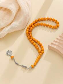 1pc Faux Amber Bead 45-Beads Tasbih/Prayer Beads Bracelet, Suitable For Daily Wear