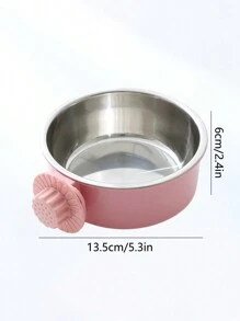PETSIN 1pc Stainless Steel Hanging Dual-Purpose Pet Bowl With Anti-Spill Fixation For Dog Crate Use