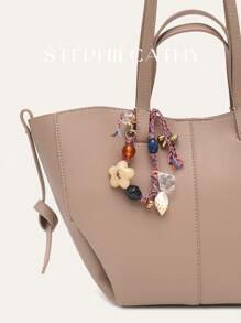 STEPHIECATHY Pulsera, llavero y colgante hechos a mano con cuentas, decorados con nudos de cuerda de colores, conchas y flores, adecuados como accesorios para teléfono, bolso y monedero, regalo ideal para el Día de San Valentín - Multicolor - Ver 3