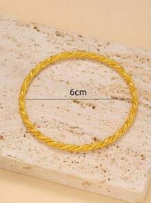 4pcs Luxurious 24K Gold Plated Twisted Bangle Bracelets For Women, Suitable For Gifting And Daily Wear, Perfect For Valentine's Day,Mom,Mother,Mother's Day,Gift