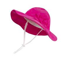 Sombrero de sol con decoración de lazo ajustable, adecuado para niños pequeños, niños, bebés y niñas - Gorro de lavabo ala grande con lazo en color liso - Ver 40