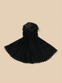 1pc Elegant Paisley Pattern Polyester Scarf, Hand-Stitched Muslim Turban Headband, Suitable For All Seasons - Black - View 2