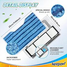 Reusable Vacmop Replacement Pads Compatible With Shark Vac Mop VM252 VM200 VC205 VM250 /QM250 VM190 VM200P12, Washable Vacuum Mop Pad Refills, Upgraded Design Of Dirt Chamber (1+2+2+2 Pads) - Green - View 7