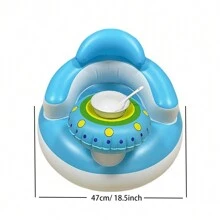 1 件卡通风格充气婴儿座椅，配有创新的碗架。室内和室外婴儿学习座椅，带内置气泵的充气婴儿椅，PVC 材料，适合 3 个月及以上幼儿的舒适支撑座椅，夏季地板椅，适合坐着和玩耍