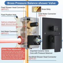 Shower Faucet Set With Tub Spout Matte Black Shower Tub Faucet Kit Shower Trim System Wall Mounted Bathtub Shower Fixtures With 8/10/12 Inches Rain Shower Head Handheld Spray Bath Tub And Valve - Matte Black - View 6