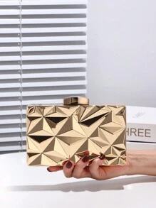 1pc Fashion Metal Hard Case Evening Clutch, Women Bride Luxury Elegant Refined Crossbody Bag, Suitable For Wedding, Party, Ball, Birthday Gift, Valentine's Day Gift, Dress Matching, Holiday, Prom Bag For Party