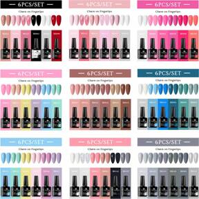 6pcs Gel Nail Polish Set Summer Colorful Semi Permanent UV LED Gel Polish Set Pink Glitter Soak Off Nail Art Varnish Design Manicure Kits DIY Salon At Home Gifts For Women