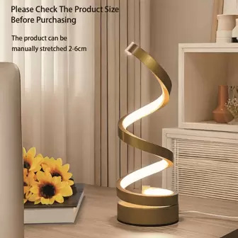 1pc LED Desk Lamp, USB Cable Modern Adjustable Brightness Night Light, Spiral Design For Eye Comfort Table Light, Perfect For Bedroom, Living Room, Office - 5W Tri-Color Dimmable Table Lamp(Please Check The Product Size Before Purchasing)