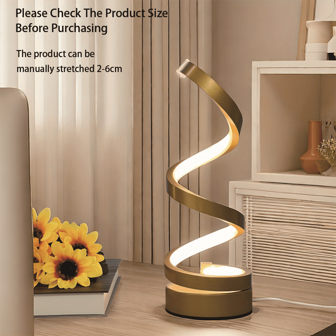 1pc LED Desk Lamp, USB Cable Modern Adjustable Brightness Night Light, Spiral Design For Eye Comfort Table Light, Perfect For Bedroom, Living Room, Office - 5W Tri-Color Dimmable Table Lamp(Please Check The Product Size Before Purchasing)