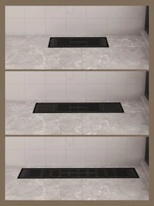 1个黑色地漏，加厚型浴室/酒店淋浴地漏，房间工程矩形线性地漏，大排水除臭地漏浴室配件浴室工具