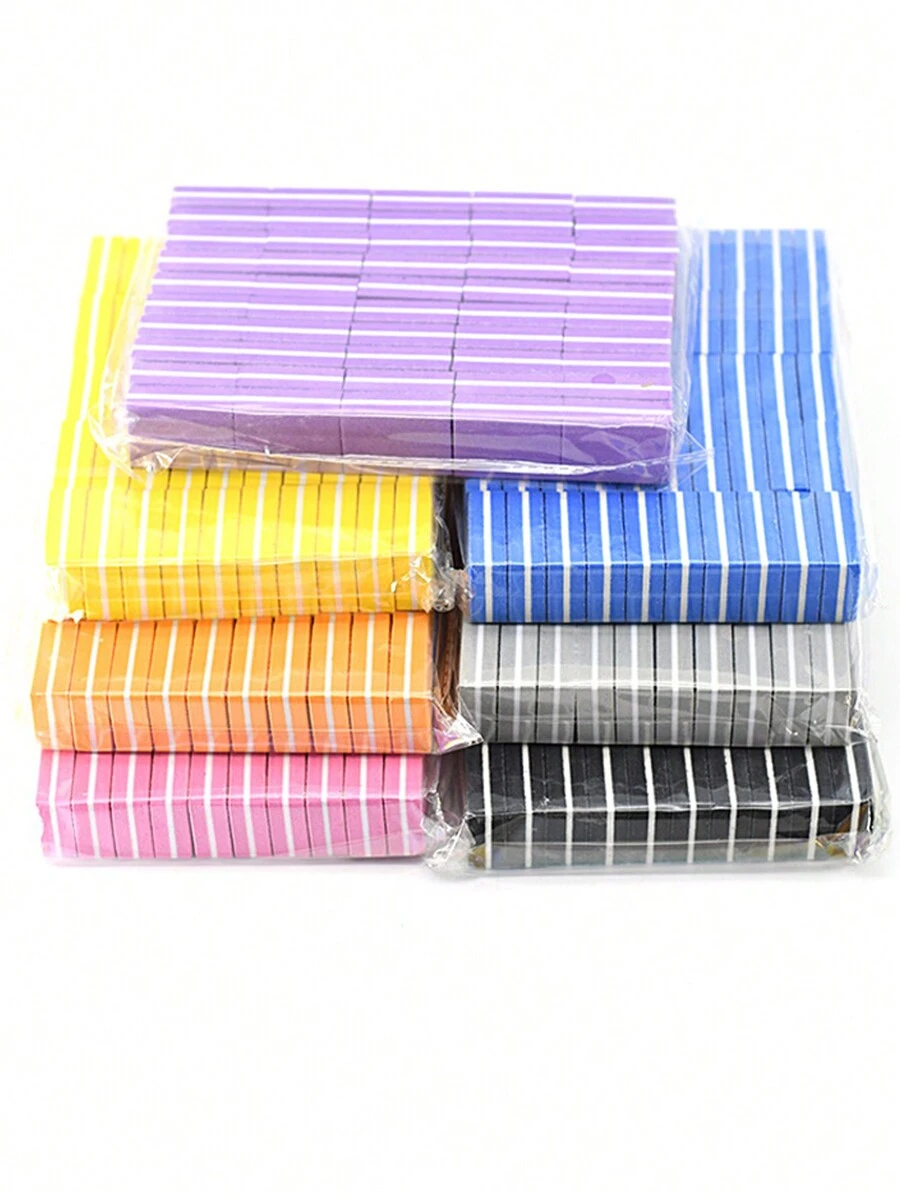 50pcs/Set Colored High Elastic Foam Nail Files, Double-Sided Mini Manicure Files, Portable Nail Care Tools
