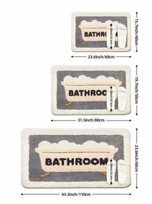 Flocked Bathroom Mat Alphabet Cartoon Design Anti-Slip Tpr Material Soft Water Absorbing Machine Washable Easy To Clean-1pc ,Room Decor