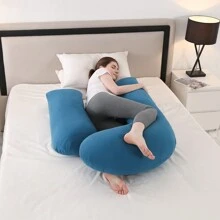 Oreiller de grossesse, oreiller de couchage latéral, oreiller complet en forme de H pour adultes, oreiller de maternité et incontournable pendant la grossesse - Bleu azur - Voir 2