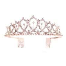 Bride Headpiece Set Alloy Headband Sash And Veil Bridal Hair Decoration Accessories For Wedding Party Type 1 - 玫瑰金 - 查看 6