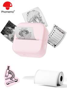 Phomemo Sticker Maker Machine - Mini Thermal Printer With 1 Roll Of Adhesive Paper (2in*21.3ft/Roll), Inkless For IPhone & Android, Portable DIY - Hồng - Xem 1